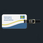 Swedish Flag Custom Personalized Luggage Tag<br><div class="desc">Flag of the Scandinavian country of Sweden in yellow and blue. Swirl logo on front with place for you to include your contact information such as name and address or other data.  Perfect for travel and customizable personalized identification,  From Scandinavian Gifts.</div>