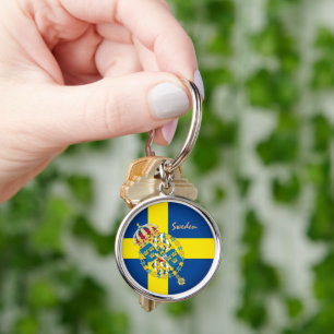 Swedish flag, emblem & Sweden holiday / sports Key Keychain