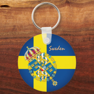 Swedish flag, emblem & Sweden holiday / sports Keychain