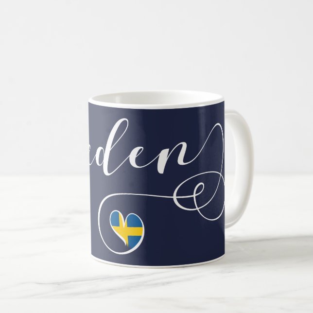 Swedish Flag Heart Design, Sweden Coffee Mug (Front Right)