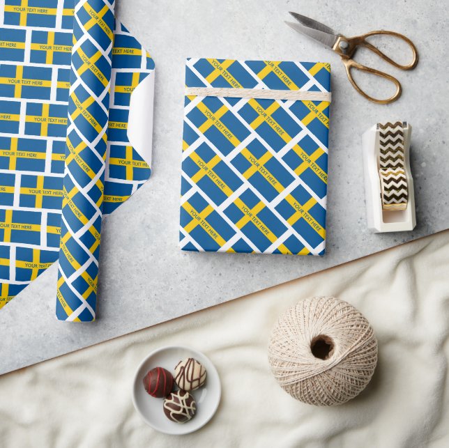 Swedish flag of Sweden scandinavian Christmas Wrapping Paper (Crafts)
