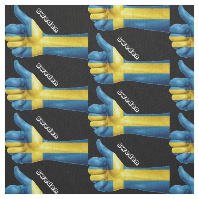 Swedish  Flag On A Tums-Up Hand Fabric (Swatch)