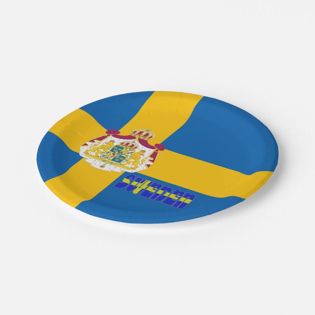 Swedish flag paper plate (Angled)