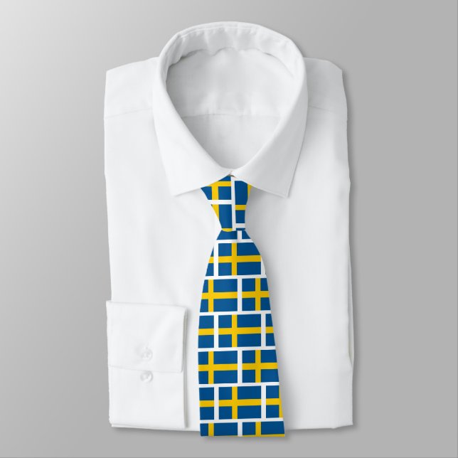Swedish flag pattern neck tie for Sweden fans (Tied)