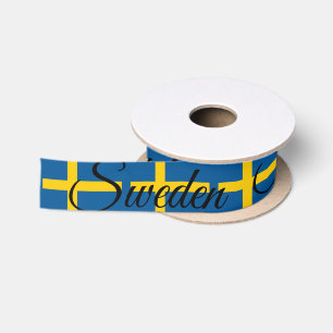 Swedish Flag Ribbon, patriotic Sweden Satin Ribbon
