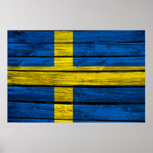 Swedish Flag Rustic Wood Poster