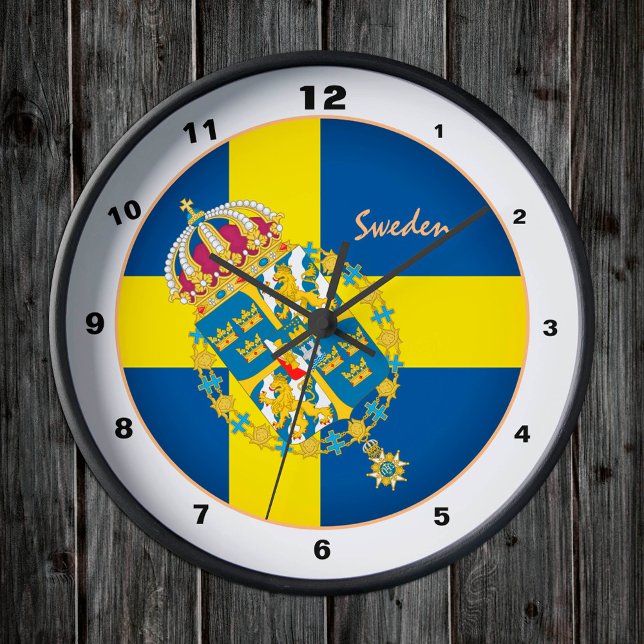 Swedish Flag & Sweden trendy fashion /design Round Clock (Creator Uploaded)