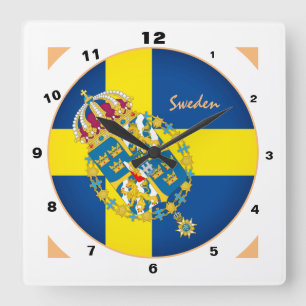 Swedish Flag & Sweden trendy fashion /design Square Wall Clock
