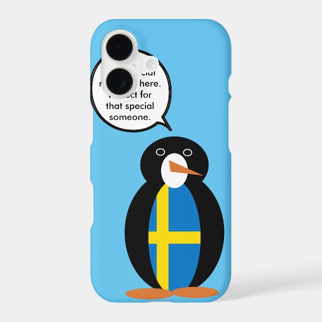 Swedish Flag Talking Ms. Penguin Personalized  (Back)