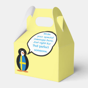 Swedish Flag Talking Ms. Penguin Personalized Favor Box