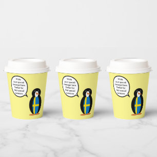 Swedish Flag Talking Ms. Penguin Personalized  Paper Cups