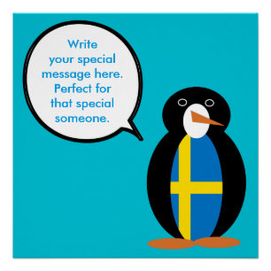Swedish Flag Talking Ms. Penguin Personalized  Poster