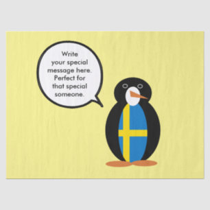Swedish Flag Talking Ms. Penguin Personalized  Tissue Paper