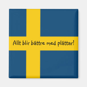 Swedish Flag Theme Fridge Magnet - plättar -
