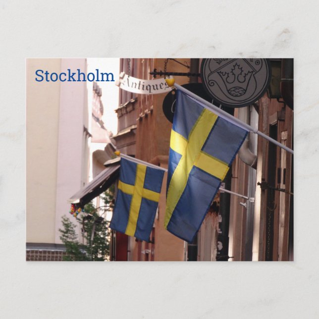 Swedish Flags in Stockholm's Old City Postcard (Front)