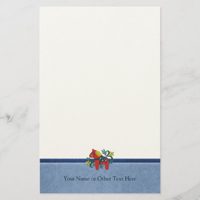 Swedish Folk Art Dala Horse  Custom Personalized Stationery (Front)