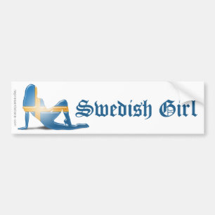 Swedish Girl Silhouette Flag Bumper Sticker