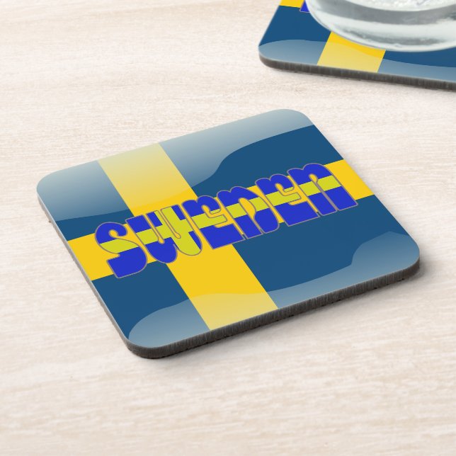 Swedish glossy flag coaster (Left Side)