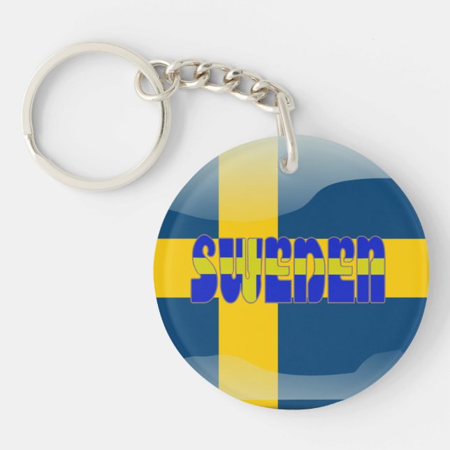 Swedish glossy flag keychain (Front)
