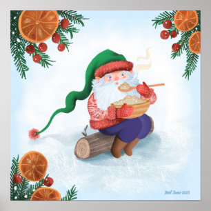 Swedish Gnome Jultomten   Art Print