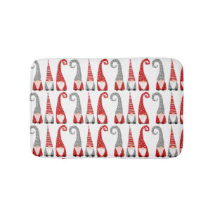 Swedish Gnomes Christmas Repeat Pattern Holiday Bath Mat