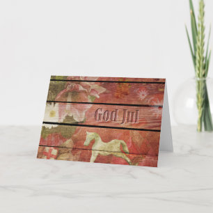 Swedish God Jul on Wooden Christmas Board Holiday Card