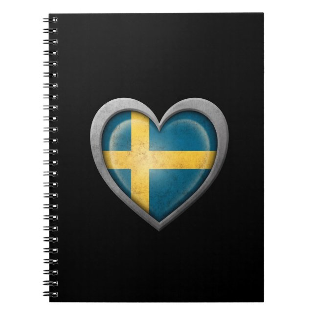 Swedish Heart Flag with Metal Effect Notebook (Front)