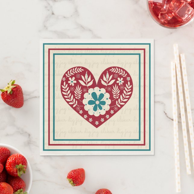 Swedish Heart I Love You Valentines Day Napkin (Insitu)