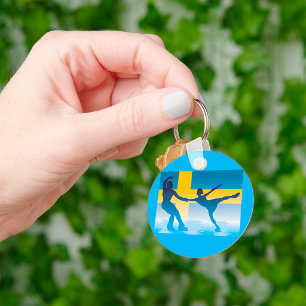 Swedish Ice Skating Duo Silhouette Keychain
