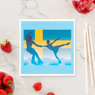 Swedish Ice Skating Duo Silhouette Napkin