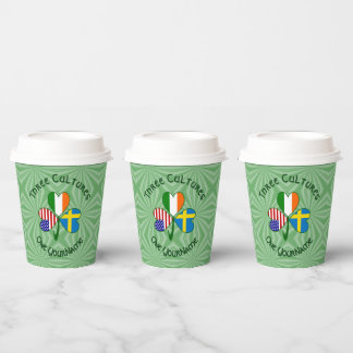 Swedish Ireland USA Shamrock Personalized Text Paper Cups
