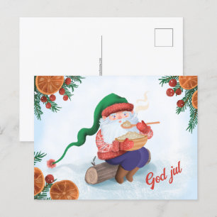 Swedish Jultomten God Jul Christmas Postcard