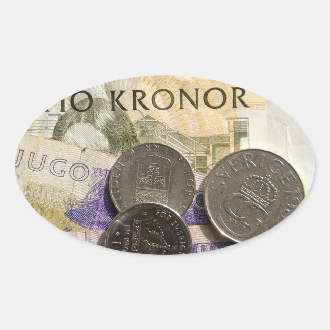 Swedish kroner oval sticker (Front)