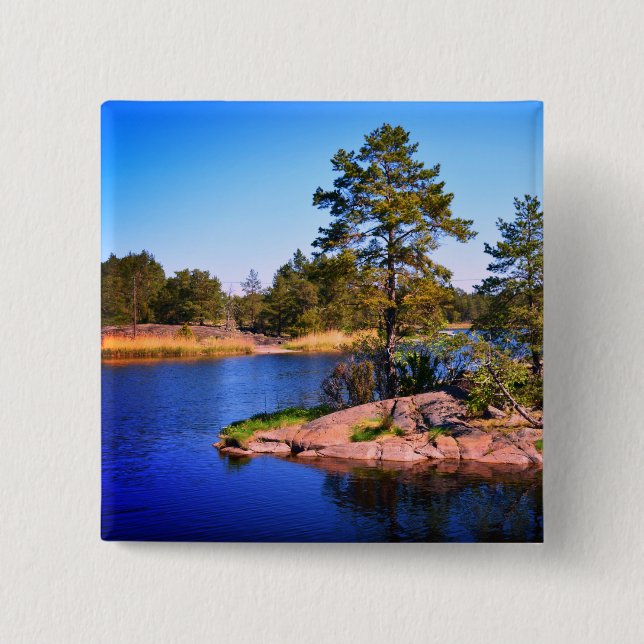 swedish  landscap, photo 2 inch square button (Front)