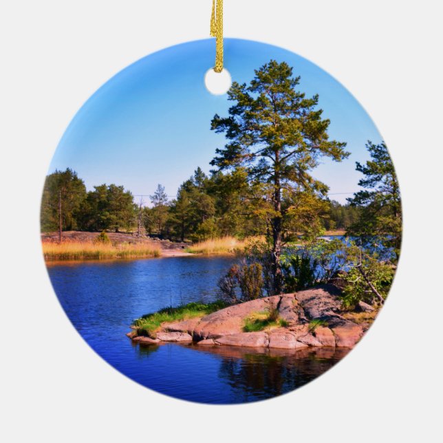 swedish  landscap, photo, ceramic ornament (Back)