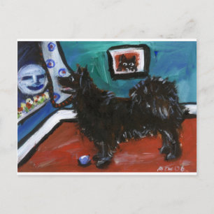 Swedish Lapphund senses smiling moon Postcard