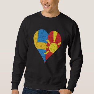 Swedish Macedonian Flag Heart Sweatshirt