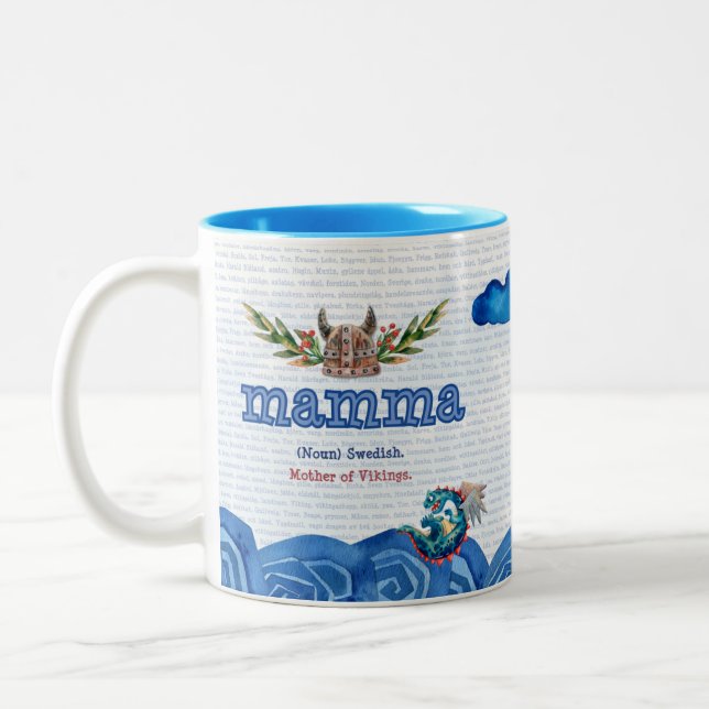 Swedish Mamma (mom) Mother of Vikings Two-Tone Coffee Mug (Left)