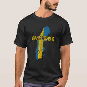 Swedish Map and Flag Souvenir Distressed Sweden T-Shirt