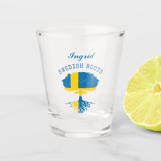 Swedish Roots Flag Personalized Shot Glass (Front)
