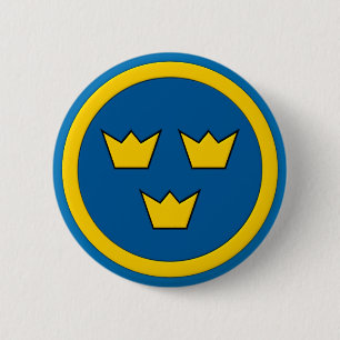 Swedish Three Crowns Flygvapnet 2 Inch Round Button