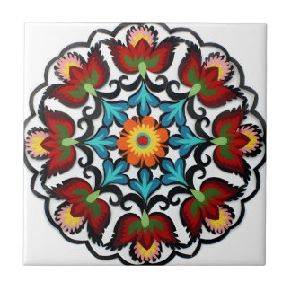 swedish tiles ancient style red flower