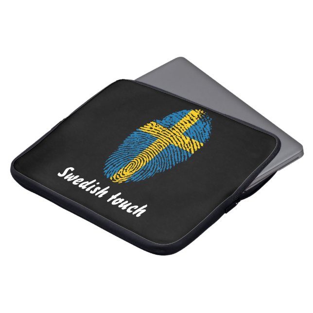 Swedish touch fingerprint flag laptop sleeve (Front Top)