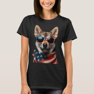 Swedish Vallhund Dog 4th Of July American Independ T-Shirt