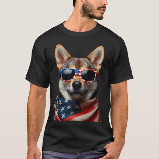 Swedish Vallhund Dog 4th Of July American Independ T-Shirt