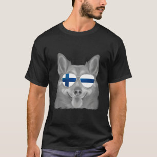 Swedish Vallhund Dog Finland Flag Sunglasses T-Shirt
