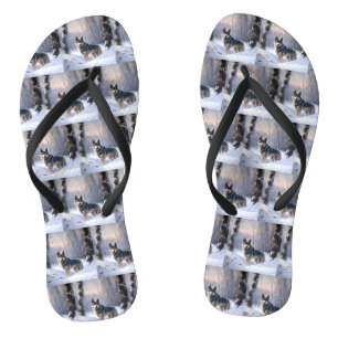 Swedish Vallhund Let It Snow Christmas  Flip Flops