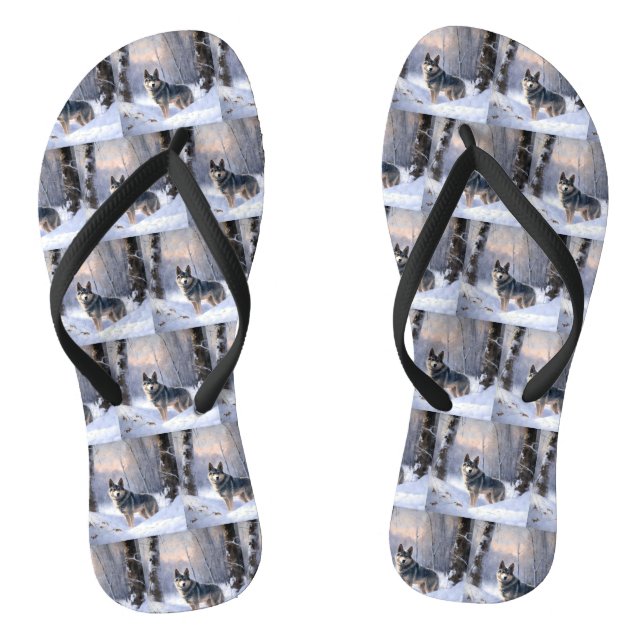 Swedish Vallhund Let It Snow Christmas  Flip Flops (Footbed)