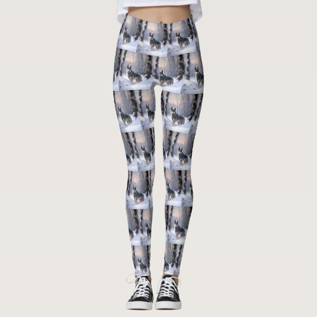 Swedish Vallhund Let It Snow Christmas  Leggings (Front)