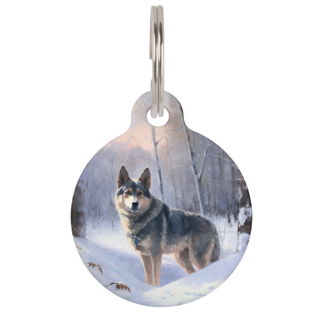Swedish Vallhund Let It Snow Christmas  Pet Tag (Front)